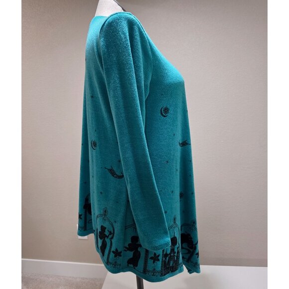 Disney Womens Teal Jasmine Cardigan Sweater Medium Polyester/Spandex - Picture 11 of 12